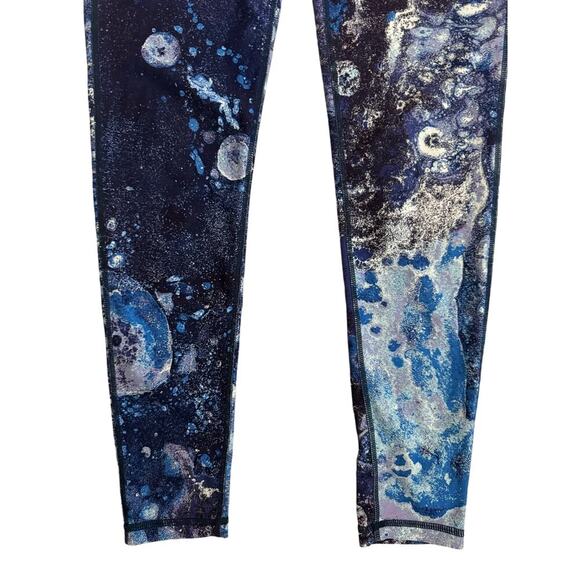 Sweaty All Day 7/8 Workout Leggings Blue Marlin Moon Print Galaxy Swirl Size S - Picture 5 of 12
